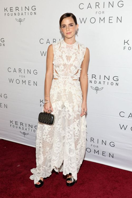 Emma Watson attends Caring for Women Dinner in White Floral Dress in New York, Sep 2022 3