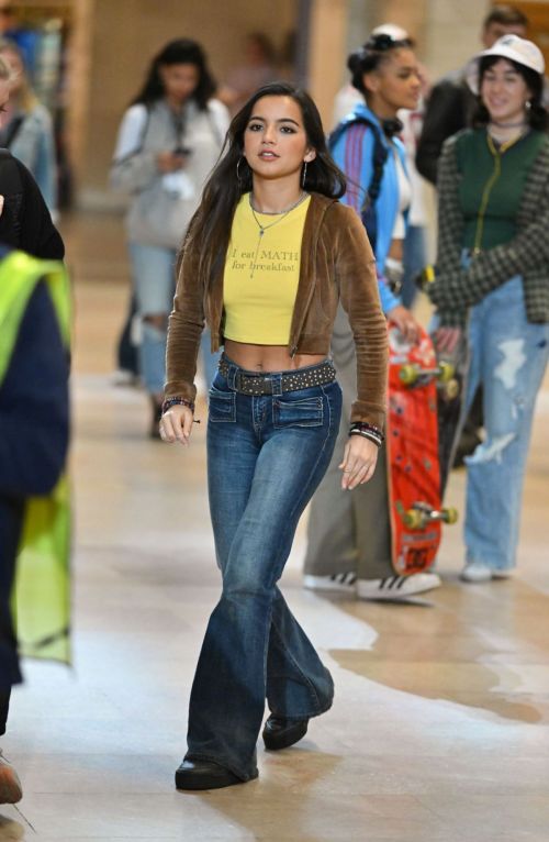 Isabela Merced seen in Yellow Top with Denims on the Set of Madame Web in New York, Oct 2022