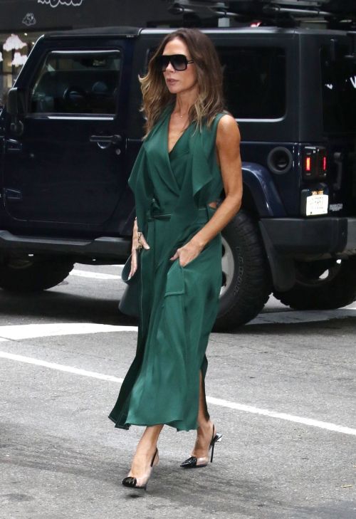 Victoria Beckham in Castleton Green Outfit Heading to Today Show in New York, Oct 2022