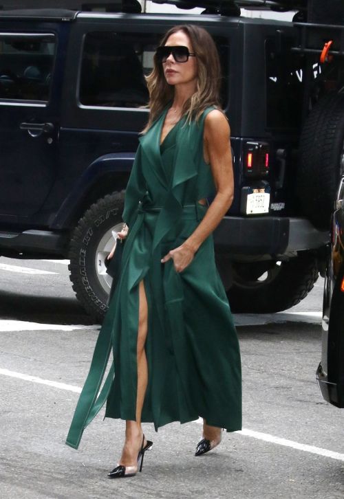 Victoria Beckham in Castleton Green Outfit Heading to Today Show in New York, Oct 2022