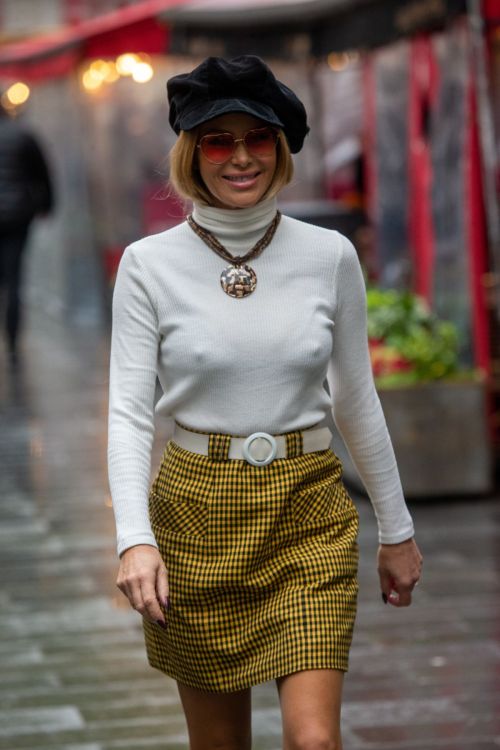 Amanda Holden seen in High Neck Top and Checked Skirt at Global Radio Studios in London 3