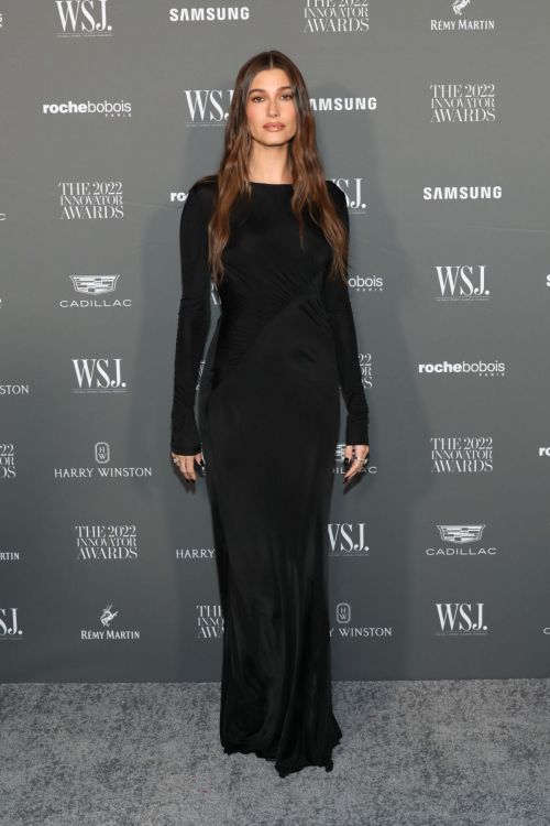 Hailey Bieber seen in Black Dress at Aman Luxury Hotel & Residences in New York, Nov 2022
