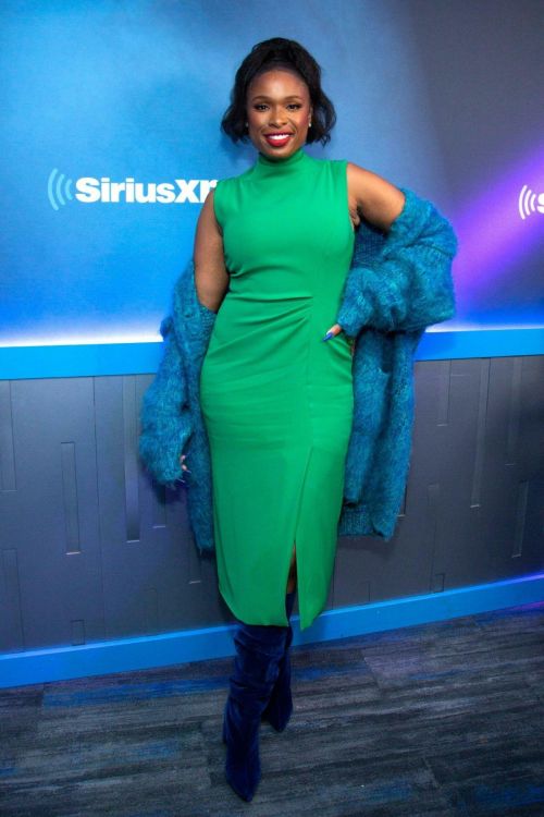Jennifer Hudson seen in green dress at SiriusXM Studios