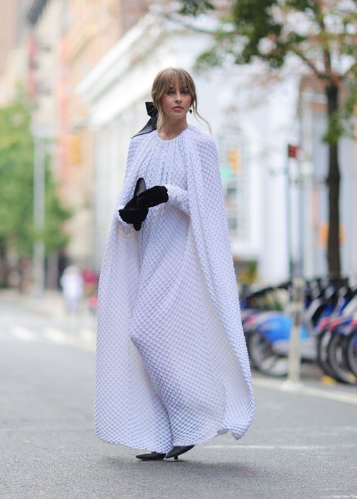 Julianne Hough Day Out in Stylish White Gown and Black Gloves in New York, Sep 2022 2