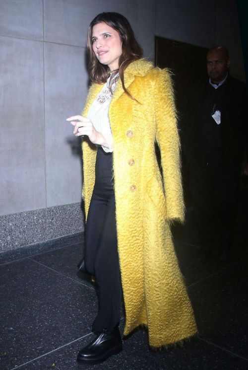 Lake Bell seen in Long Fur Yellow Coat During Today Show in New York, Nov 2022