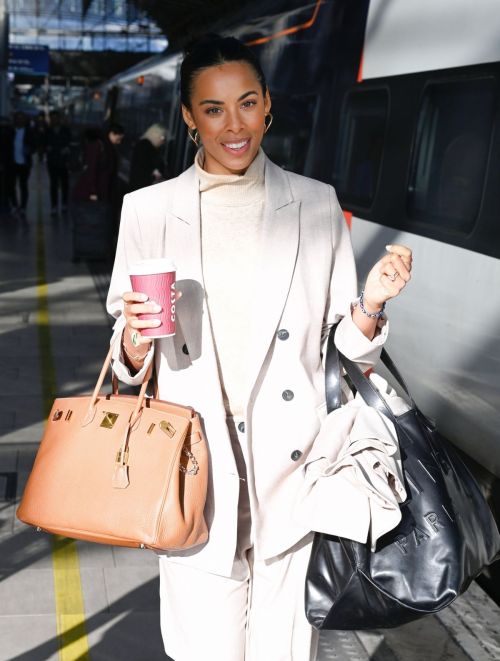 Rochelle Humes seen in High Neck Top with Suits in Manchester, Oct 2022