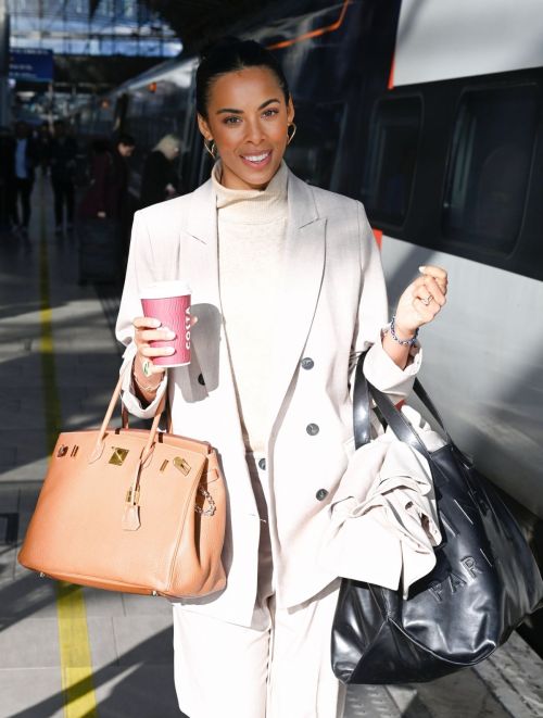 Rochelle Humes seen in High Neck Top with Suits in Manchester, Oct 2022 1