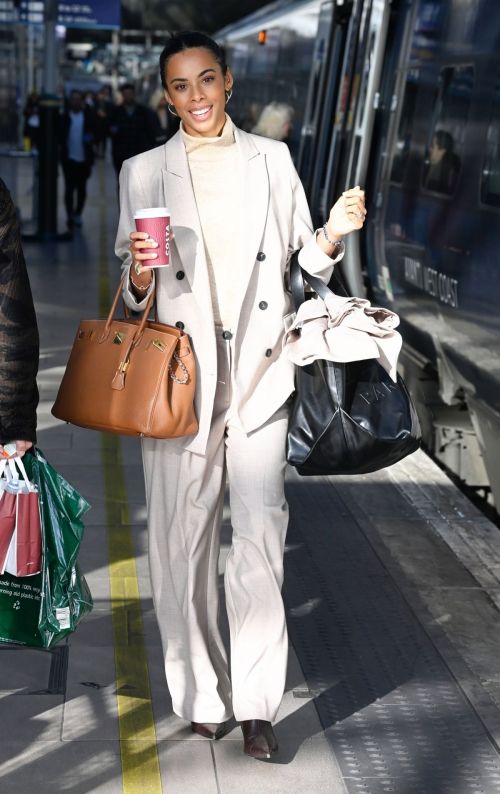 Rochelle Humes seen in High Neck Top with Suits in Manchester, Oct 2022 3