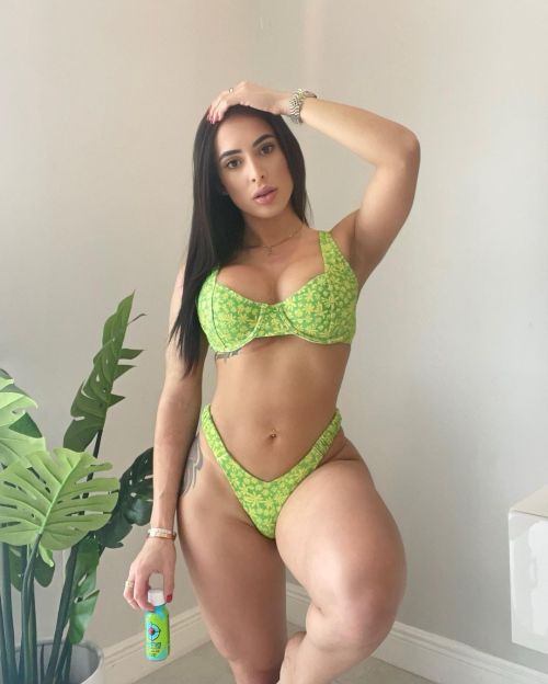 Ansley Pacheco seen in Green Floral Print Bikini Photos, Jan 2023