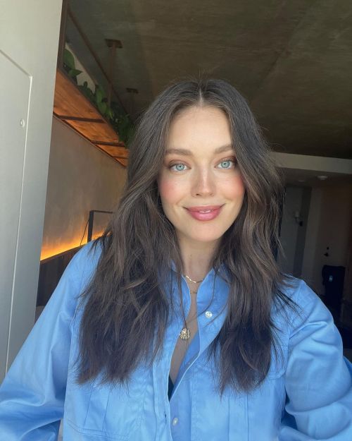 Emily DiDonato wears Blue Shirt with White Bottom at Beverly Hills, California, Oct 2022 2
