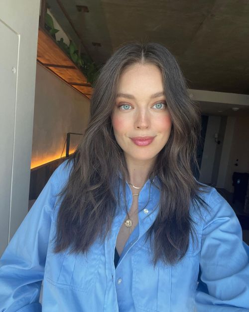 Emily DiDonato wears Blue Shirt with White Bottom at Beverly Hills, California, Oct 2022 3