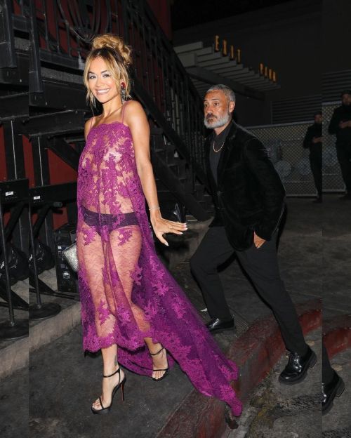Rita Ora seen in Purple Transparent Dress with Black Undies, Jan 2023 2