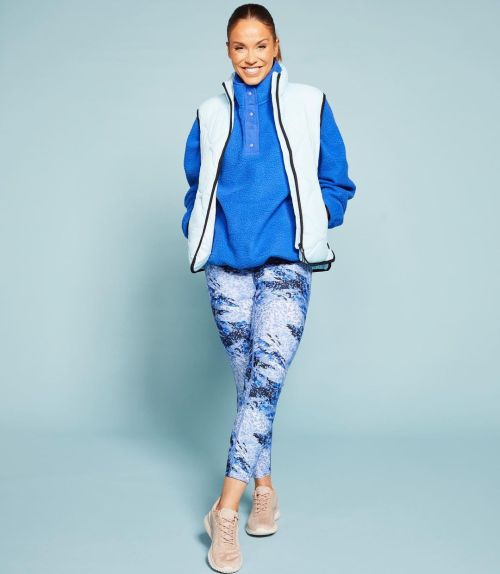 Vicky Pattison Fashion photoshoot in dark blue jacket over hoodie and sweats