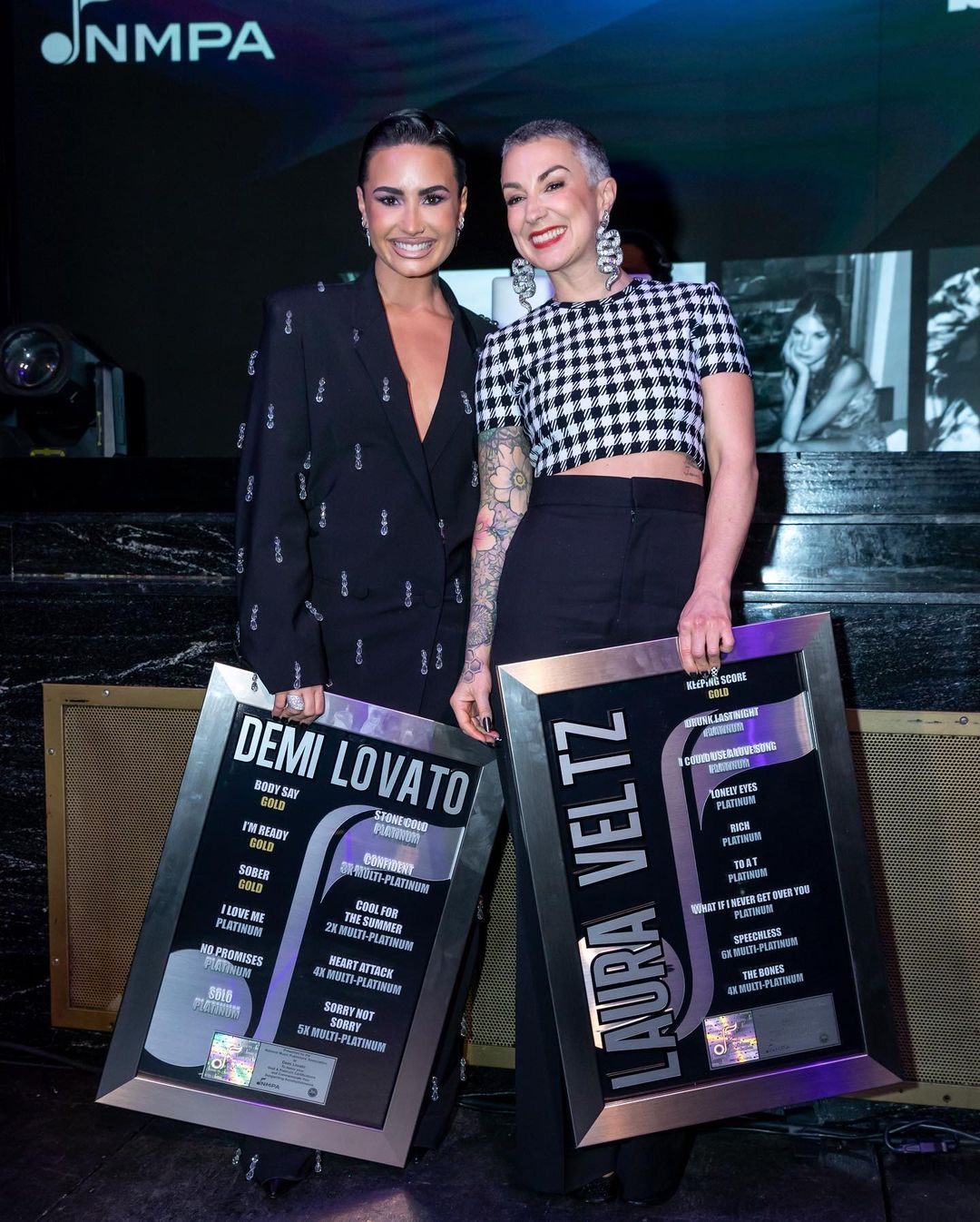 Demi Lovato with her friend Laura Veltz attends 2023 Billboard Women in Music, Feb 2023
