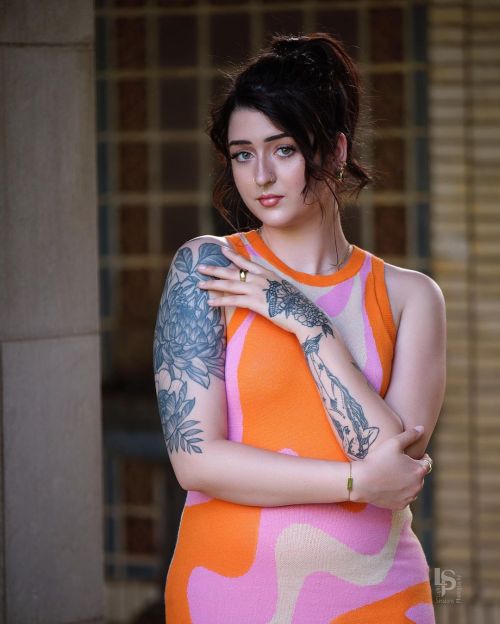Hannah Garrett poses in Multi Color Dress Photo Shoot Done by Light Sessions Photography 4