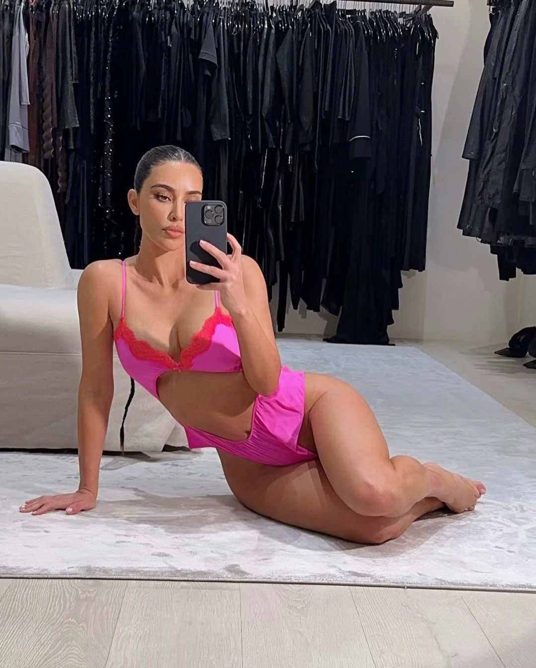 Kim Kardashian promotes SKIMS Brand Pink Color Bikini Shares Photos Her Instagram, Feb 2023