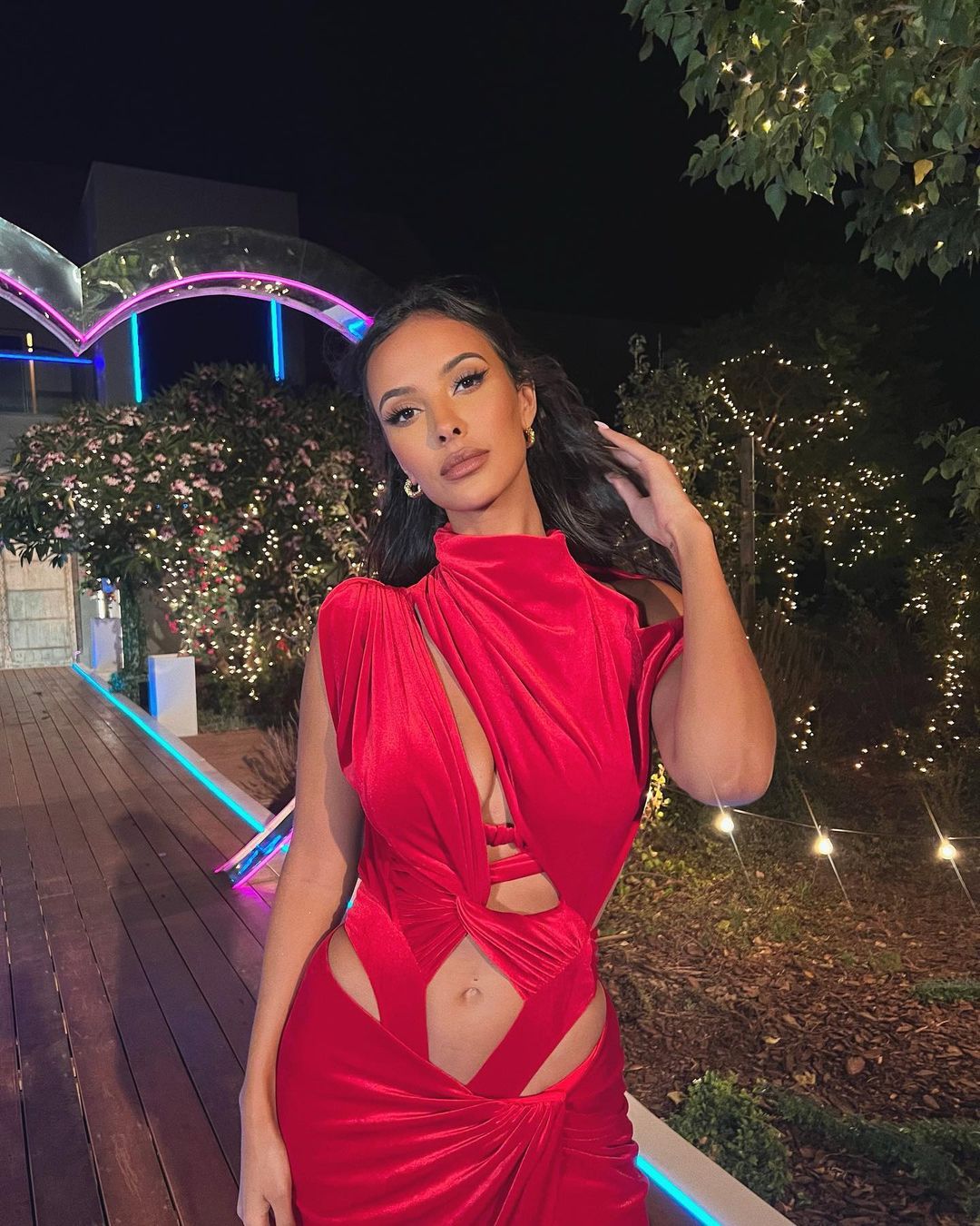 Love Island's Maya Jama in Ravishing Red Bodysuit During Photoshoot, Feb 2023