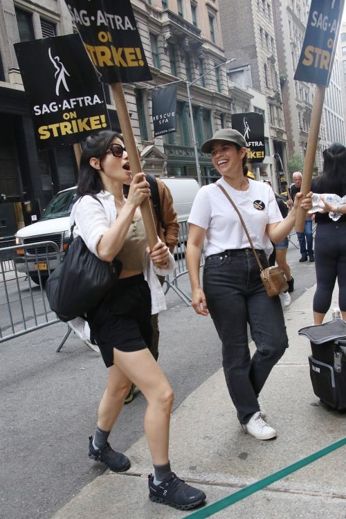 America Ferrera at SAG-AFTRA Picket Line at Netflix Offices in New York 07/20/2023 1