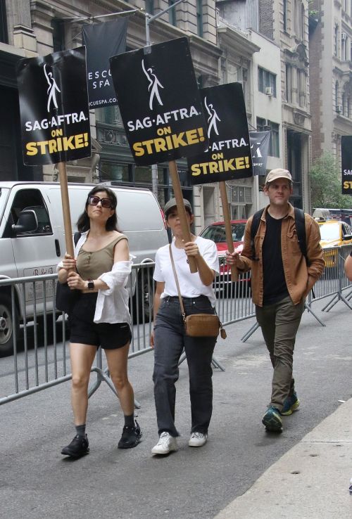 America Ferrera at SAG-AFTRA Picket Line at Netflix Offices in New York 07/20/2023 2