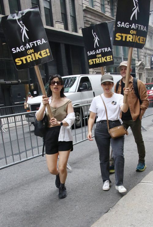 America Ferrera at SAG-AFTRA Picket Line at Netflix Offices in New York 07/20/2023 3