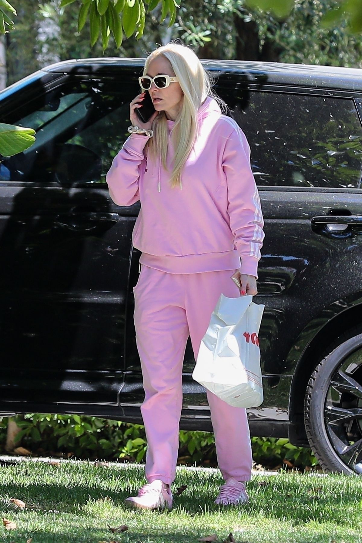 Erika Jayne Spotted in Stylish Tracksuit and Pink Adidas Sneakers in LA