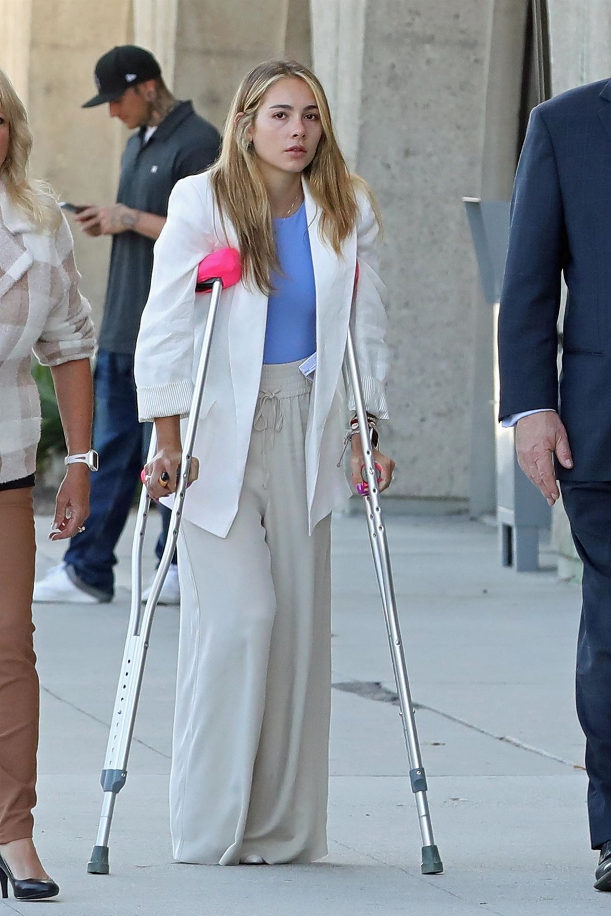 Haley Pullos arrives at court in Pasadena