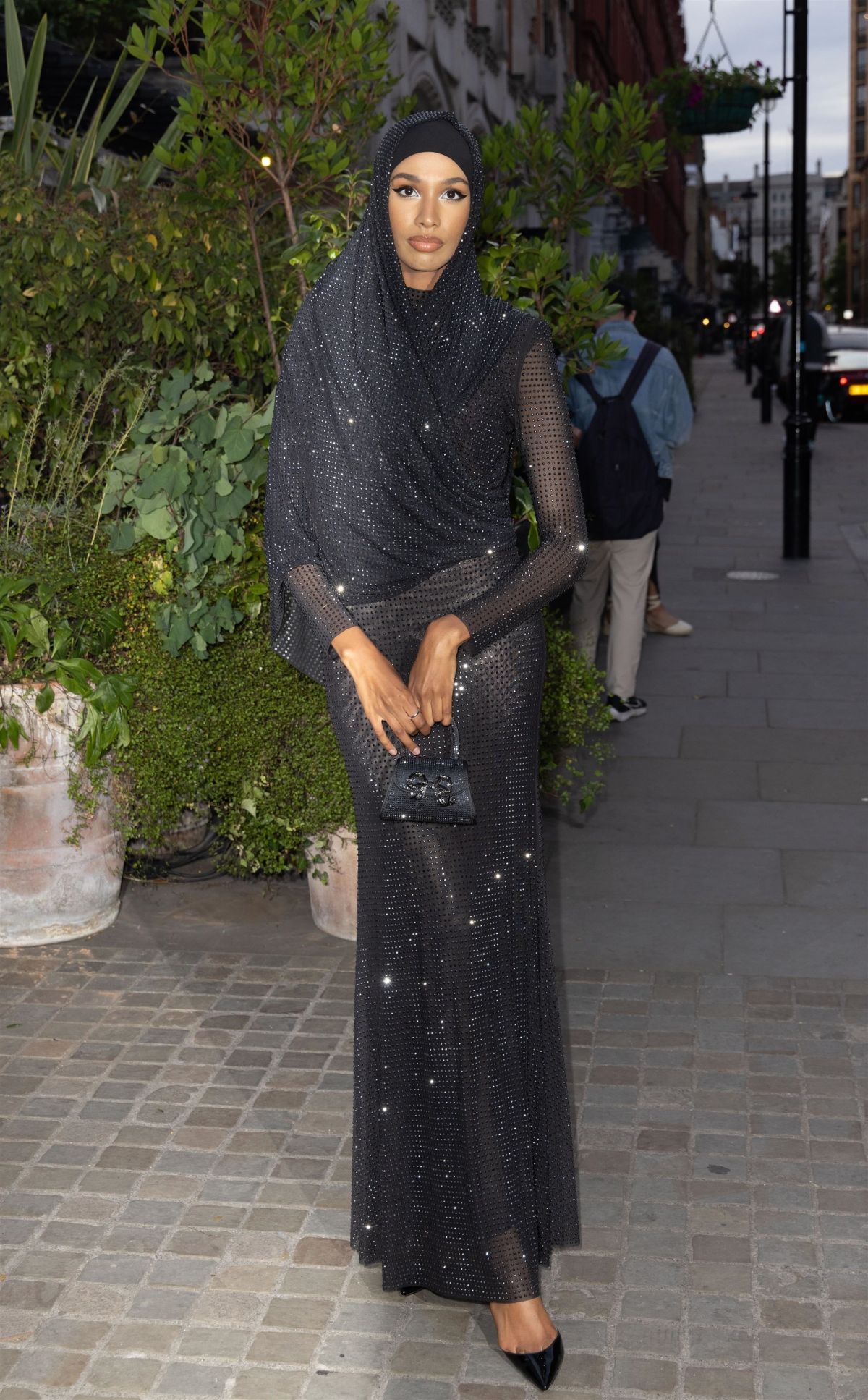 Ikram Abdi Omar Fashionable Entrance at British Vogue x Self-Portrait Party 07/13/2023