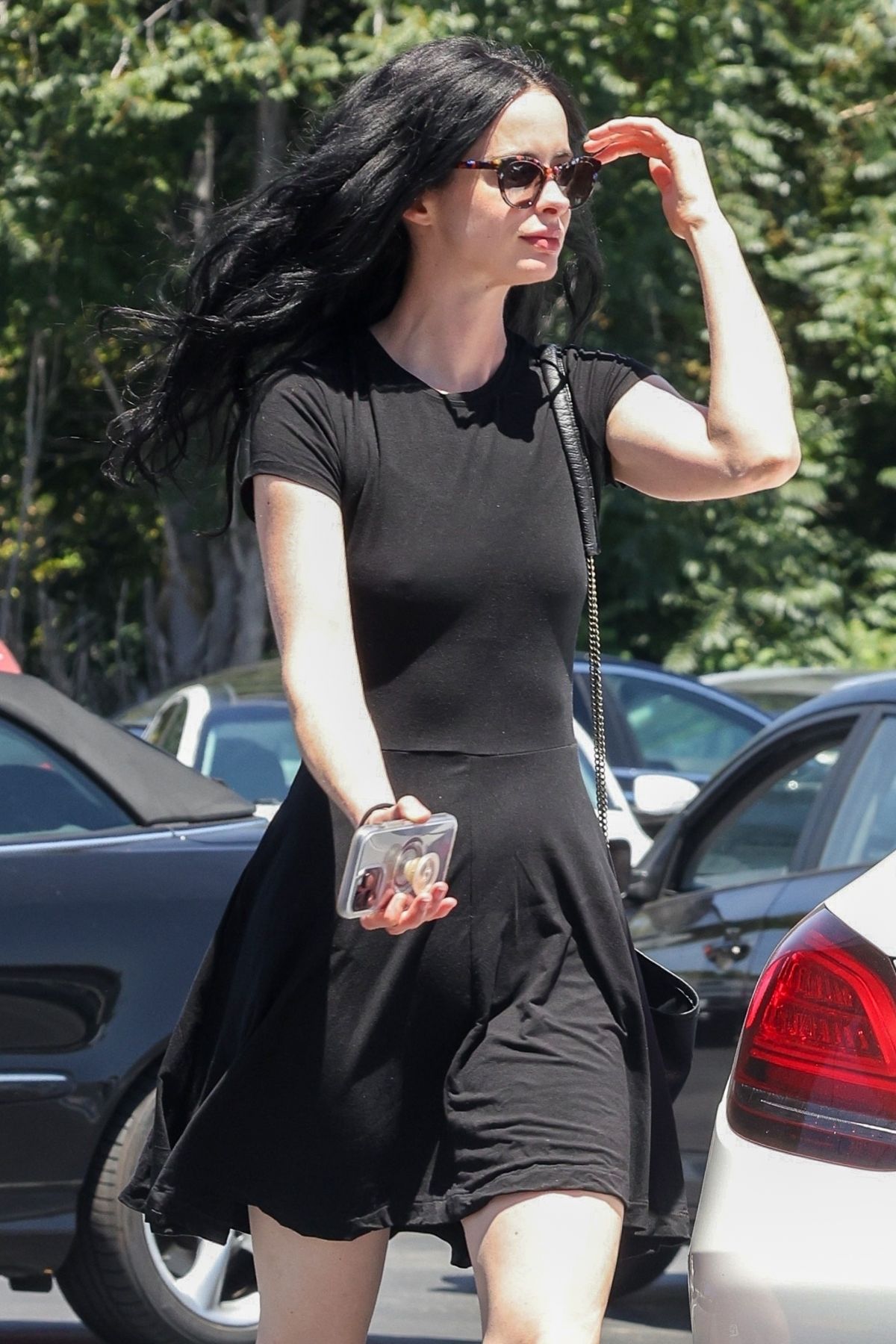 Krysten Ritter CVS Visit in Studio City Black Short Dress and Beautiful Legs 07/14/2023