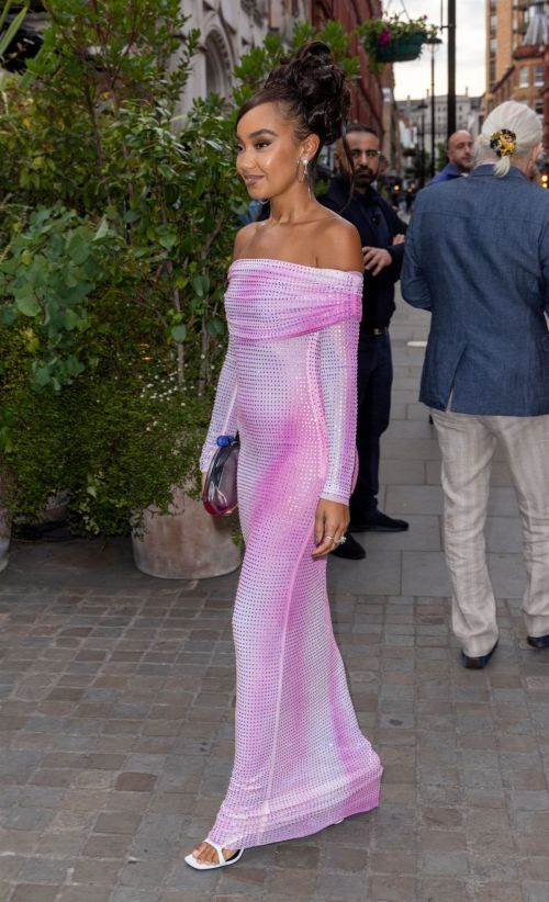 Leigh-Anne Pinnock Turns Heads in a Pink Off-Shoulder Dress at British Vogue Party in London 07/13/2023 4