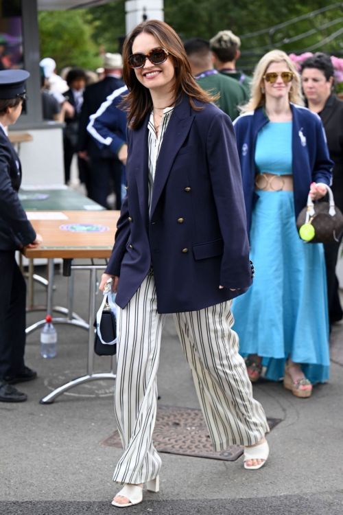 Lily James Chic Style at Wimbledon Tennis Championship Men Final in London 07/16/2023 4