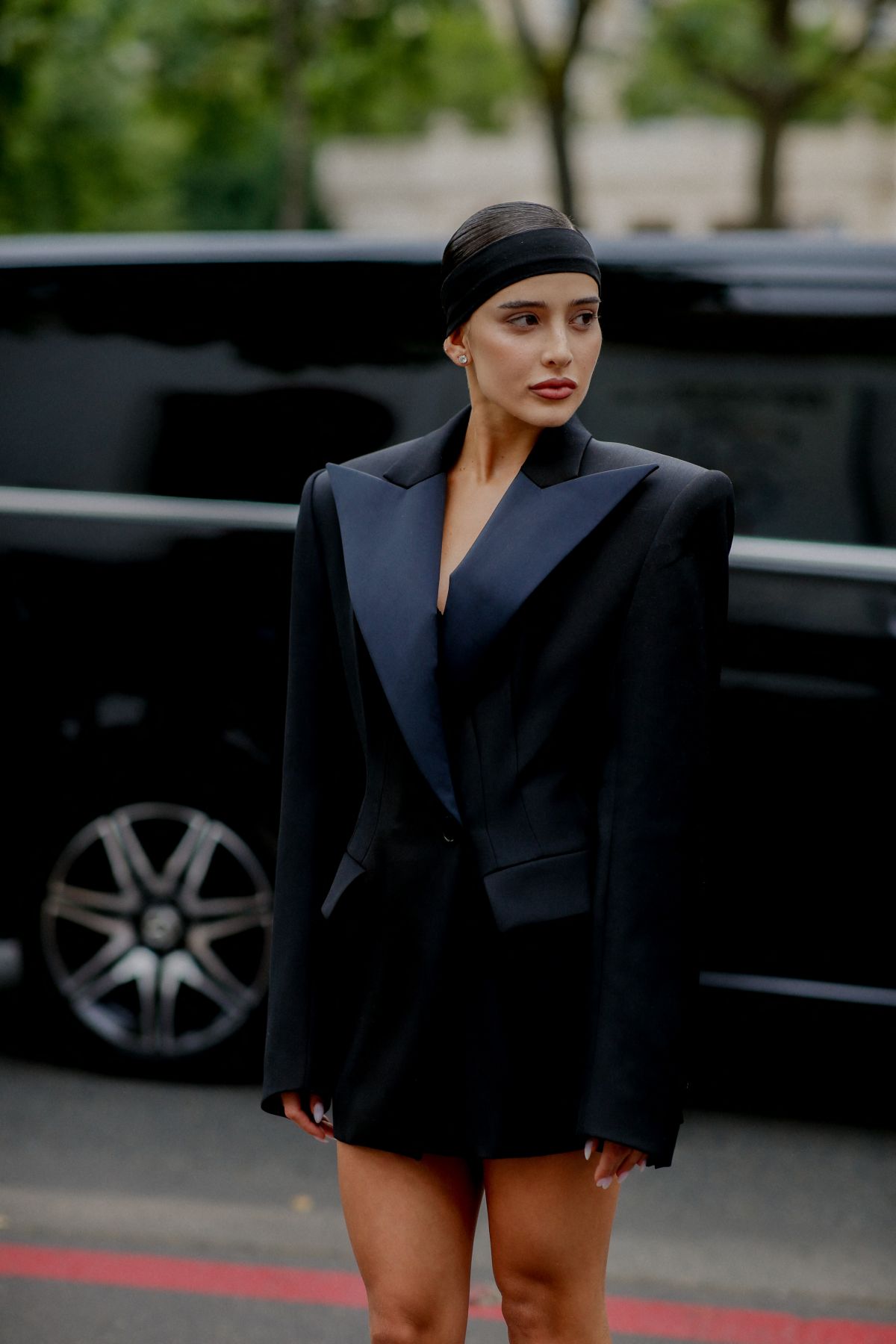 Livia Nunes Marques Arrives at Alexandre Vauthier Fall/Winter 23/24 Haute Couture Show in Paris 07/04/2023