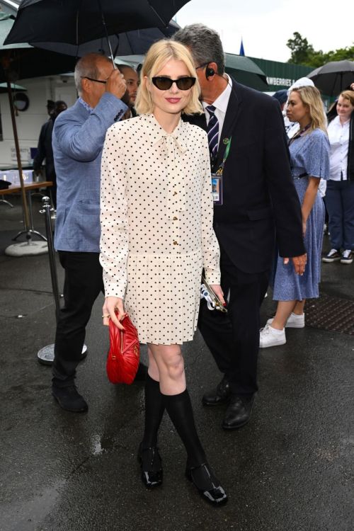 Lucy Boynton Stuns in Dotted Dress, Flaunts Legs at Wimbledon 2023 2