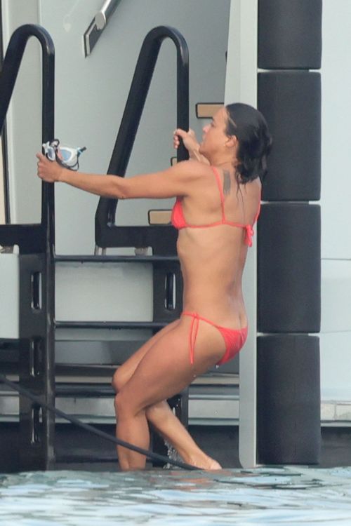 Michelle Rodriguez in Bikini at a Yacht in Porto Cervo 07/24/2023 9