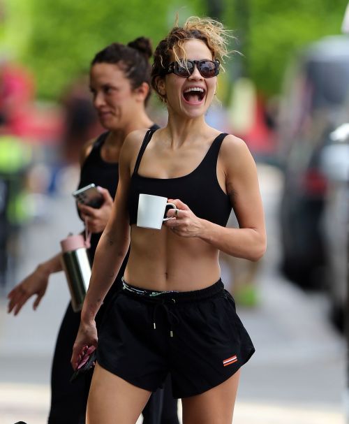Rita Ora Rocks Black Tan Top and Flaunts Abs After Workout in London 07/13/2023 2