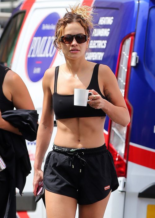 Rita Ora Rocks Black Tan Top and Flaunts Abs After Workout in London 07/13/2023 3