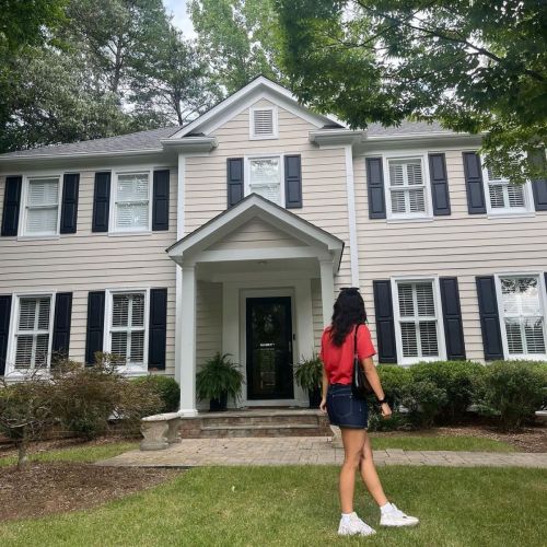 Camila Mendes Rocks Red Tshirt and Denim Skirt in Latest Photos 1