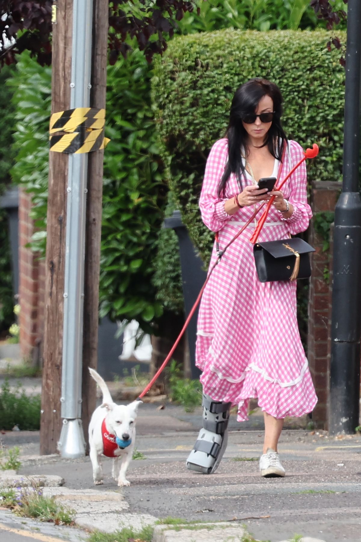 Helen George out with her dog in Meopham