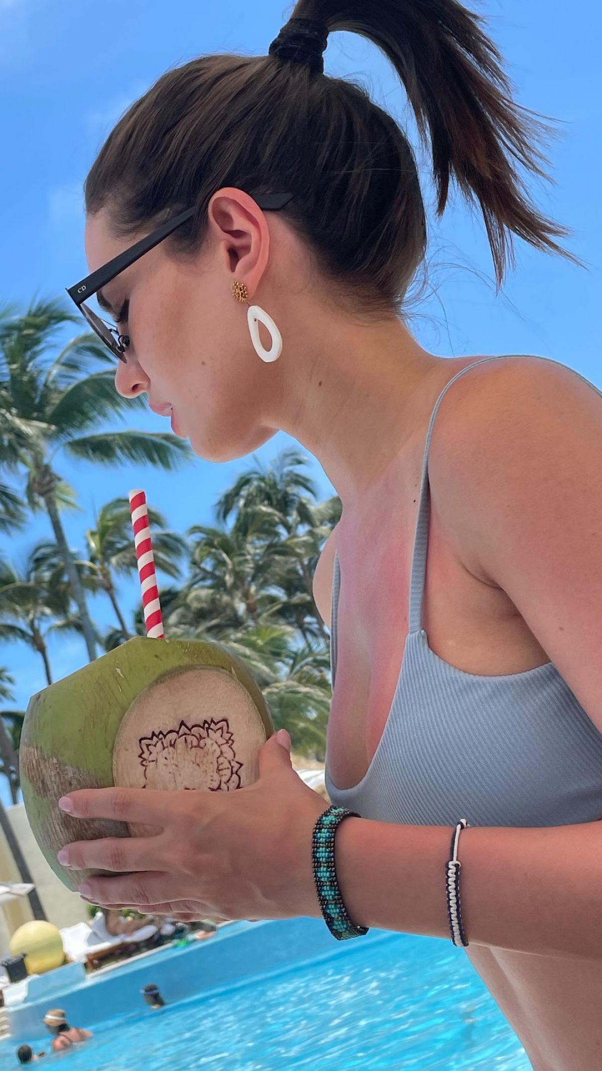 Ivana Baquero Refreshing Coconut Water Moment