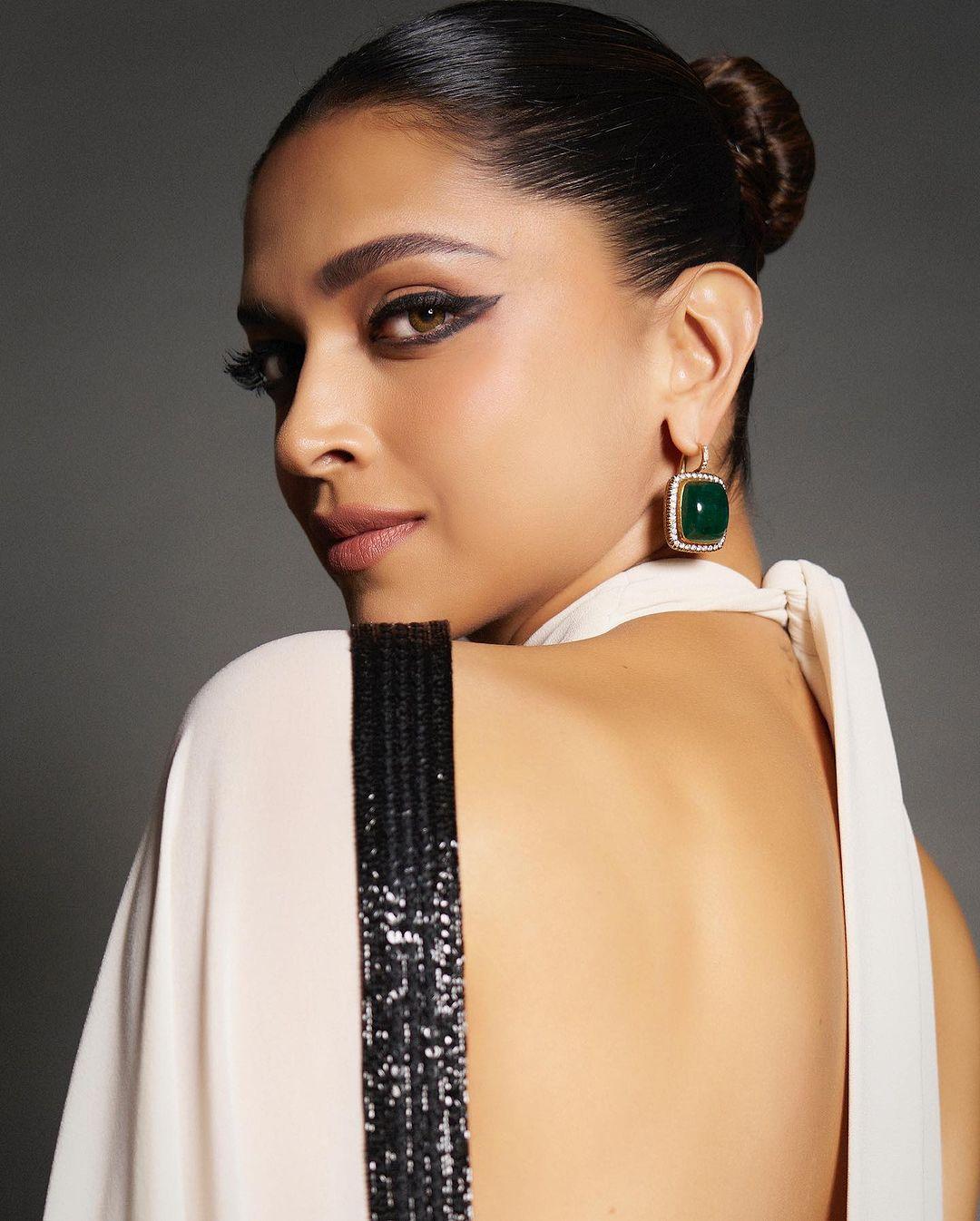 Deepika Padukone Chic Off-White Saree and Backless Blouse Photoshoot 09/15/2023