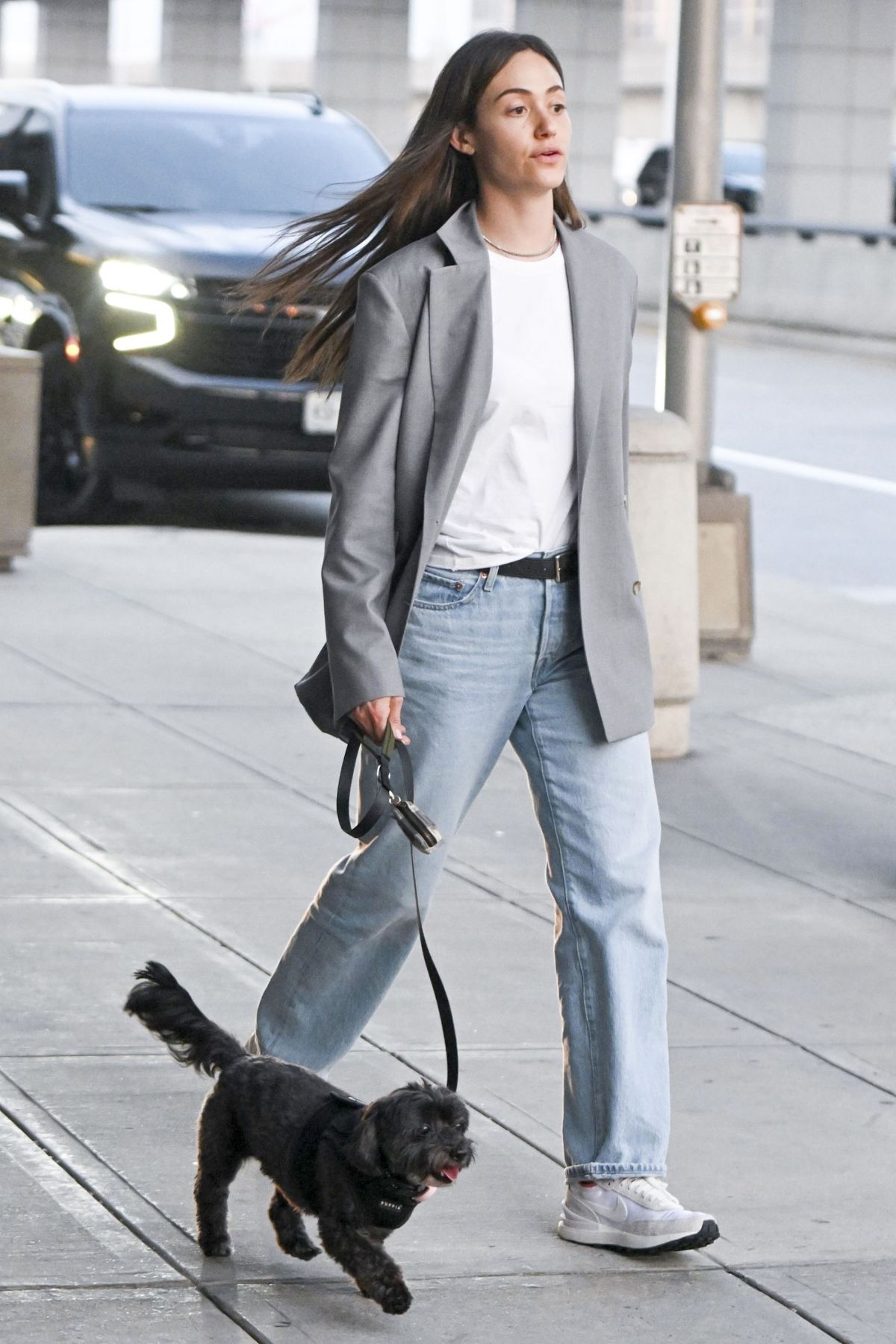 Emmy Rossum Out with Her Dog at JFK Airport in NYC 09/06/2023