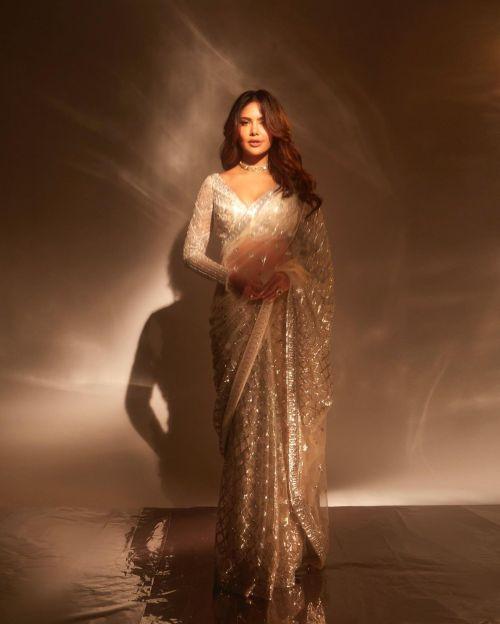 Esha Gupta Dazzles in Falguni Shane Peacock Saree at Lokmat Stylish Awards 2023