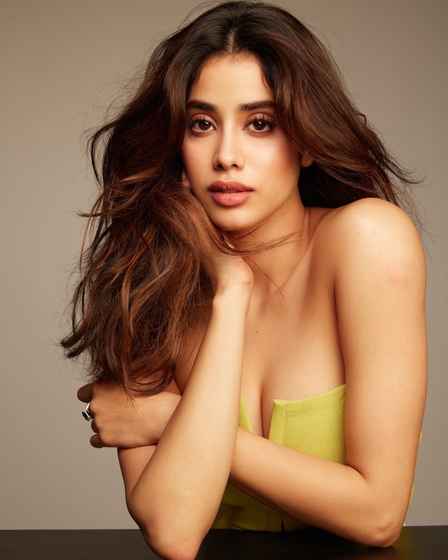 Janhvi Kapoor Stuns in Neon Off-Shoulder Dress