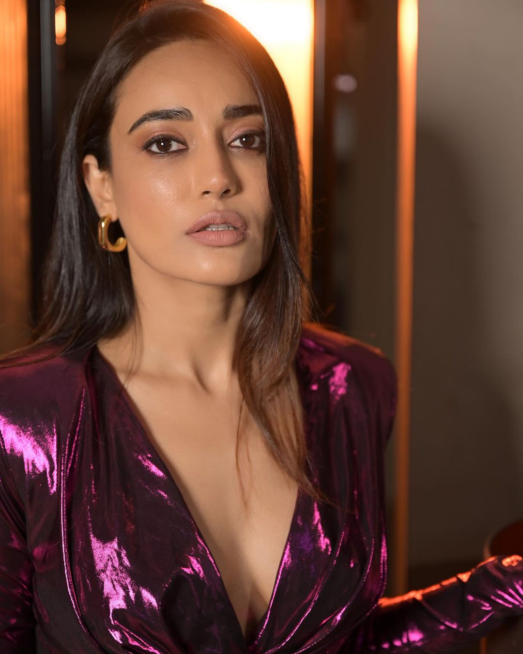 Surbhi Jyoti Shines in Purple Tight Dress