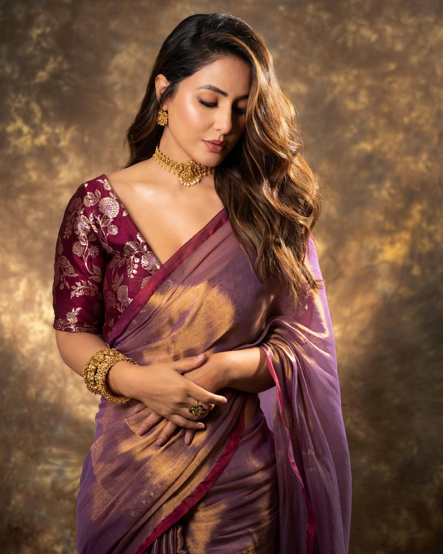 Hina Khan Traditional House Of Urrmi Saree Look
