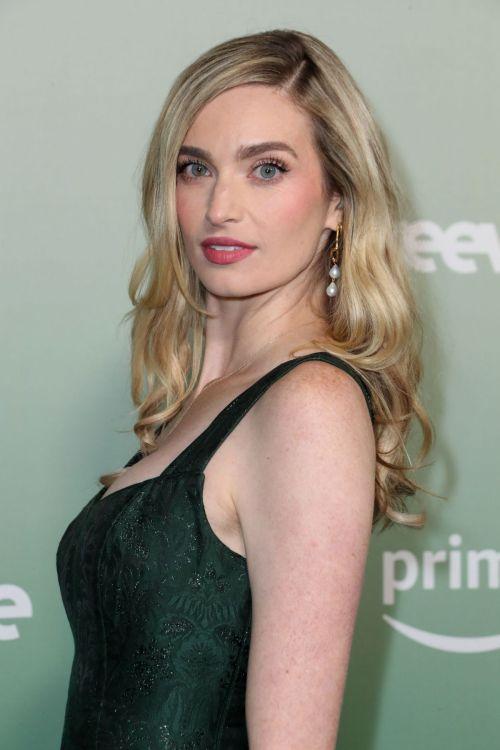 Allegra Edwards in green dress at Amazon Freevee Winter Wonderland 1