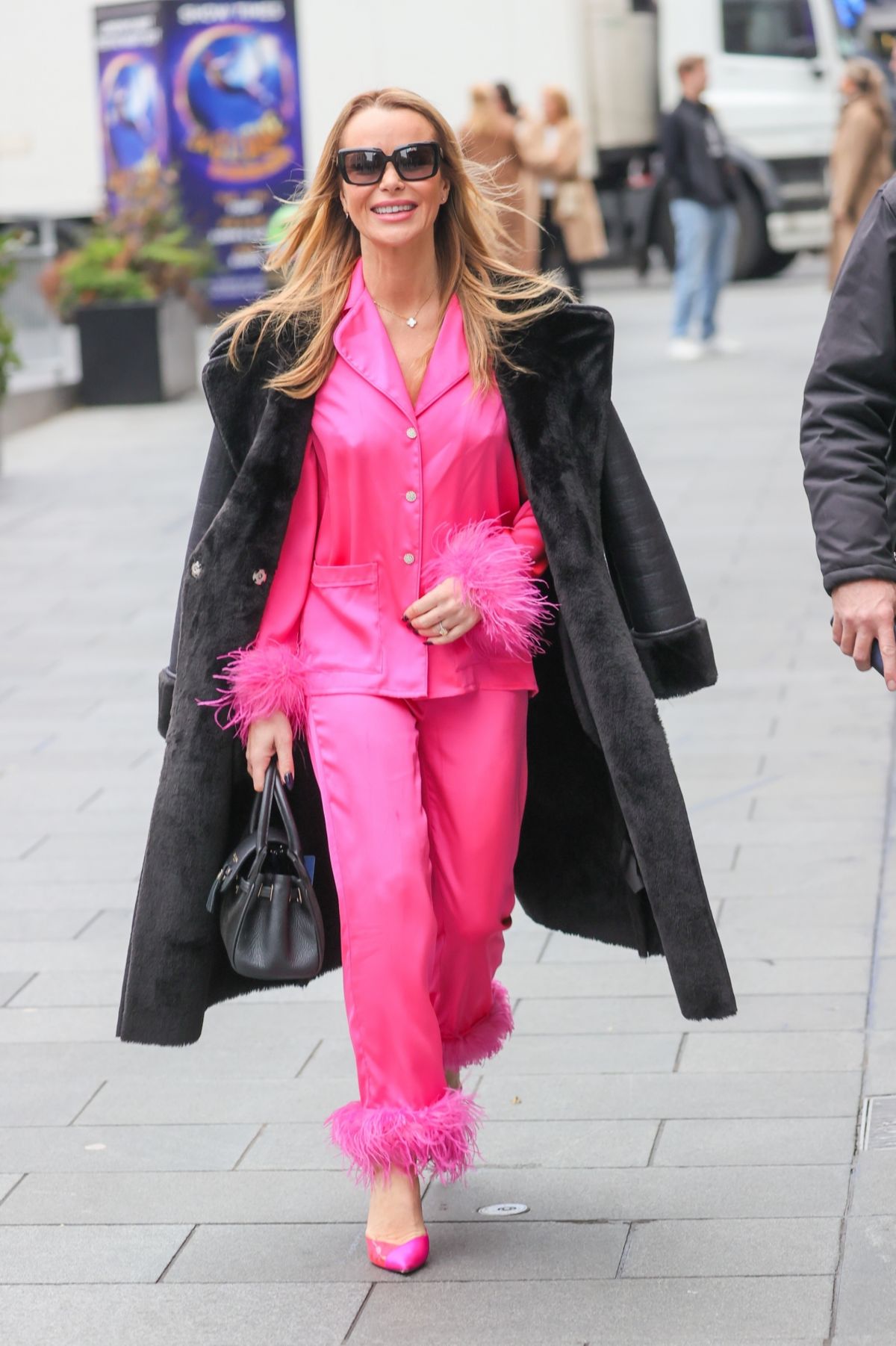 Amanda Holden arrives in Pink Outfit at Heart Radio London