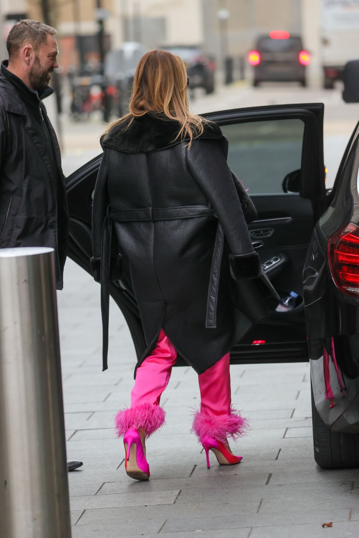 Amanda Holden arrives in Pink Outfit at Heart Radio London 2