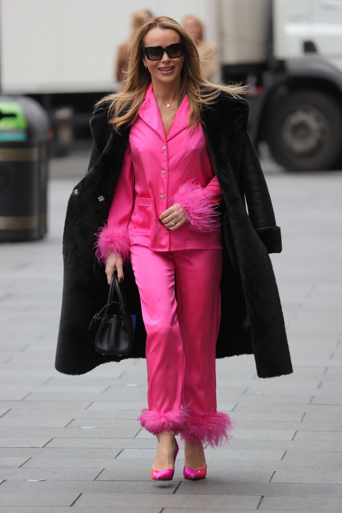 Amanda Holden arrives in Pink Outfit at Heart Radio London 6