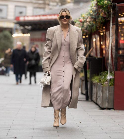 Ashley Roberts in overcoat at Global Radio Studios 3