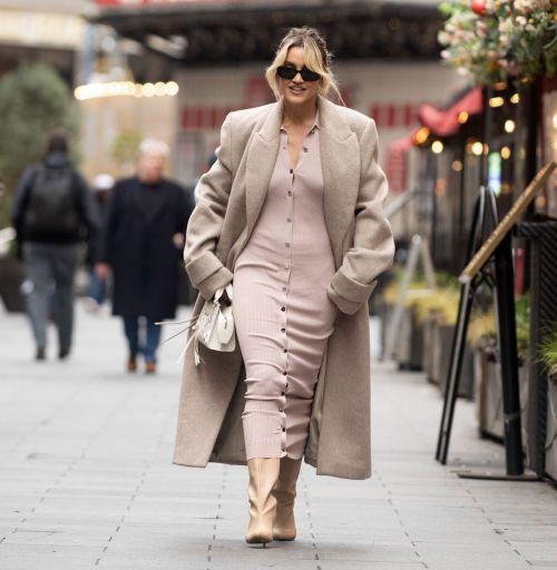 Ashley Roberts in overcoat at Global Radio Studios 4